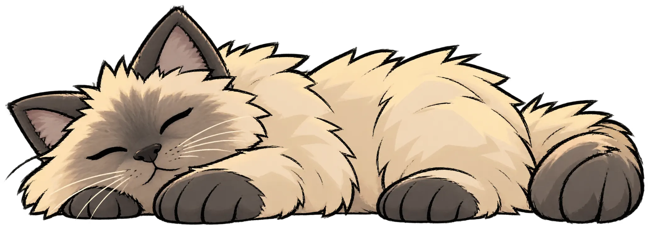 Boba, a fluffy cream cat resting with closed eyes